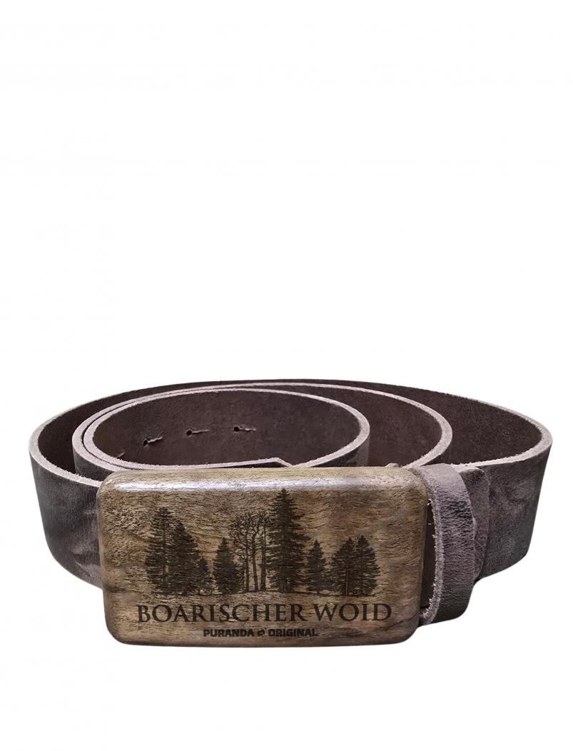 Ledergürtel mit Holzschnalle BOARISCHER WOID - Büffelleder